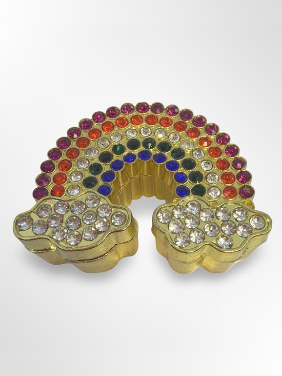 Accessories - Gold Rainbow Crystal trinket box jewelry box 3” w x 1” h